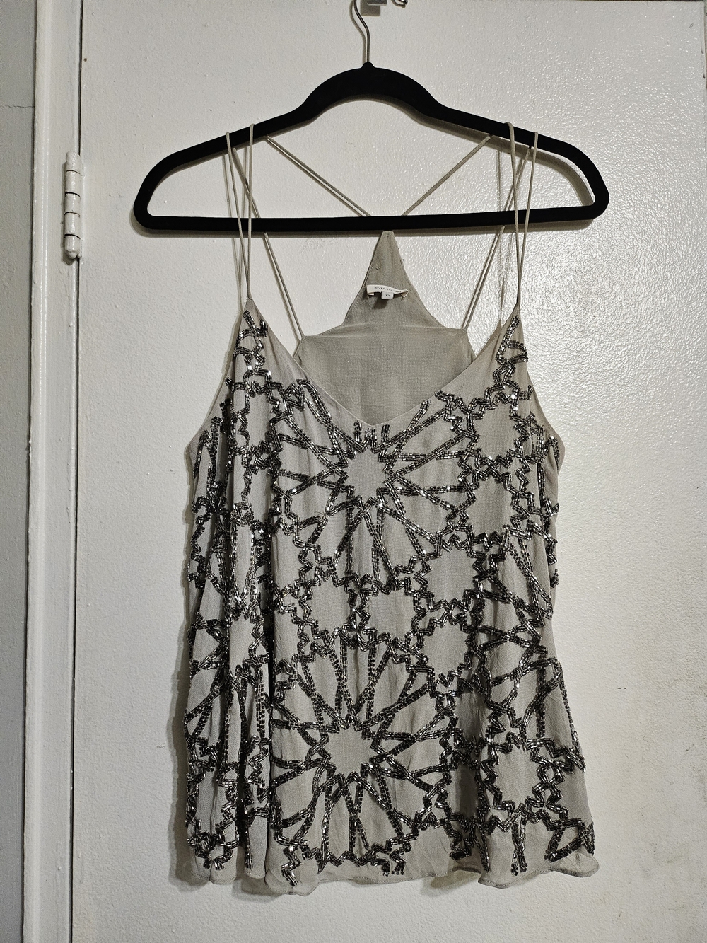 River Island Ivory Beaded Spaghetti-Strap Camisole